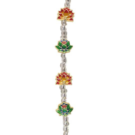 Enameled Metal Lotus Flower Beads, 8ct. by Bead Landing™